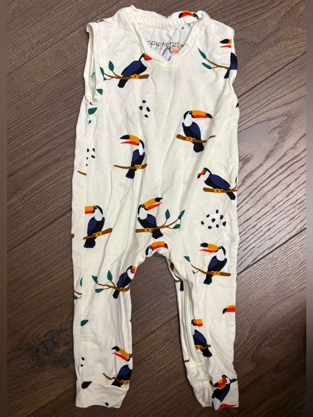 🦜 ZIPPY JAMZ Toucan Print - One-Piece Romper (Bamboo)